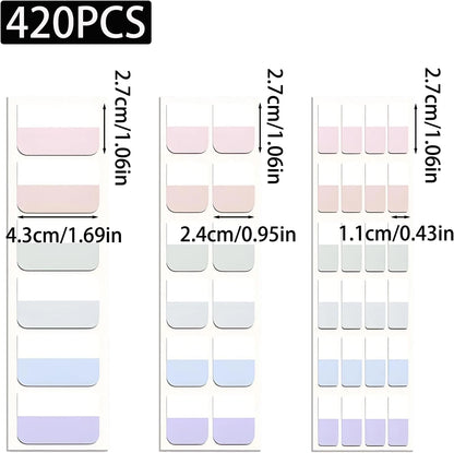 420 Pcs Sticky Index Tabs, Transparent Annotation Tabs, Repositionable Page Sticky Tabs for Notebooks (Bright)
