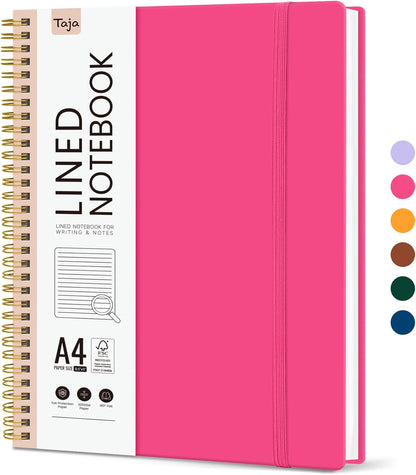 Taja Spiral Lined Notebook, 8.5"x11" Notebooks for Work, Large A4 Journal for Women & Men, College Ruled Journaling Notebook for Writing, Plastic Cover Spiral Journal, Green