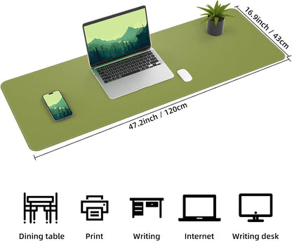 Large Desk Mat 47.2" x 17" Leather Desk Pad Protector with Natural Cork & PU Leather, Non-Slip Office Desk Mat, Large Mouse Pad, Waterproof Desk Blotter pad for Office&Home(Black)