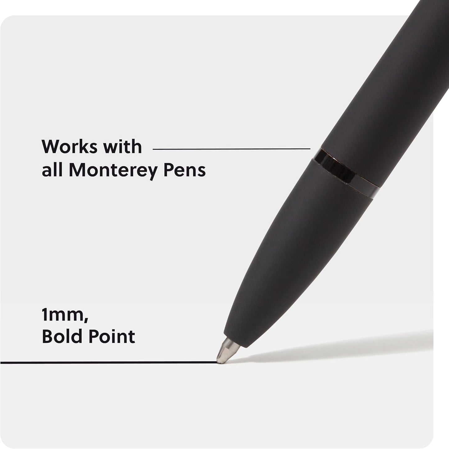 U Brands Monterey Ballpoint Ink Refill, Set of 10, Bold (1.0 mm) Point, Black Ink