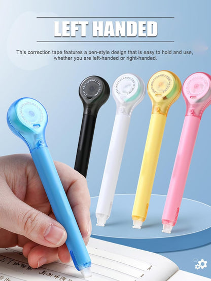 5pcs Correction Tape Pen, White, 1/5" x 236", Push-pull Protective Cover