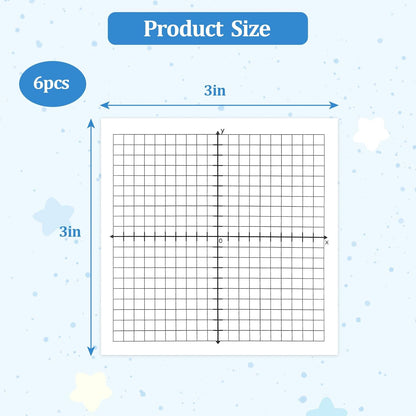 6 Packs Graph Paper Sticky Notes 300 Sheets 3 x 3 Inch Mini Graph Pads 20 x 20 Four Quadrant X Y Axis Coordinate Plane Post It Adhesive Grid Sticky Notes for Office School Math Supplies（6style）