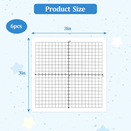 6 Packs Graph Paper Sticky Notes 300 Sheets 3 x 3 Inch Mini Graph Pads 20 x 20 Four Quadrant X Y Axis Coordinate Plane Post It Adhesive Grid Sticky Notes for Office School Math Supplies（6style）