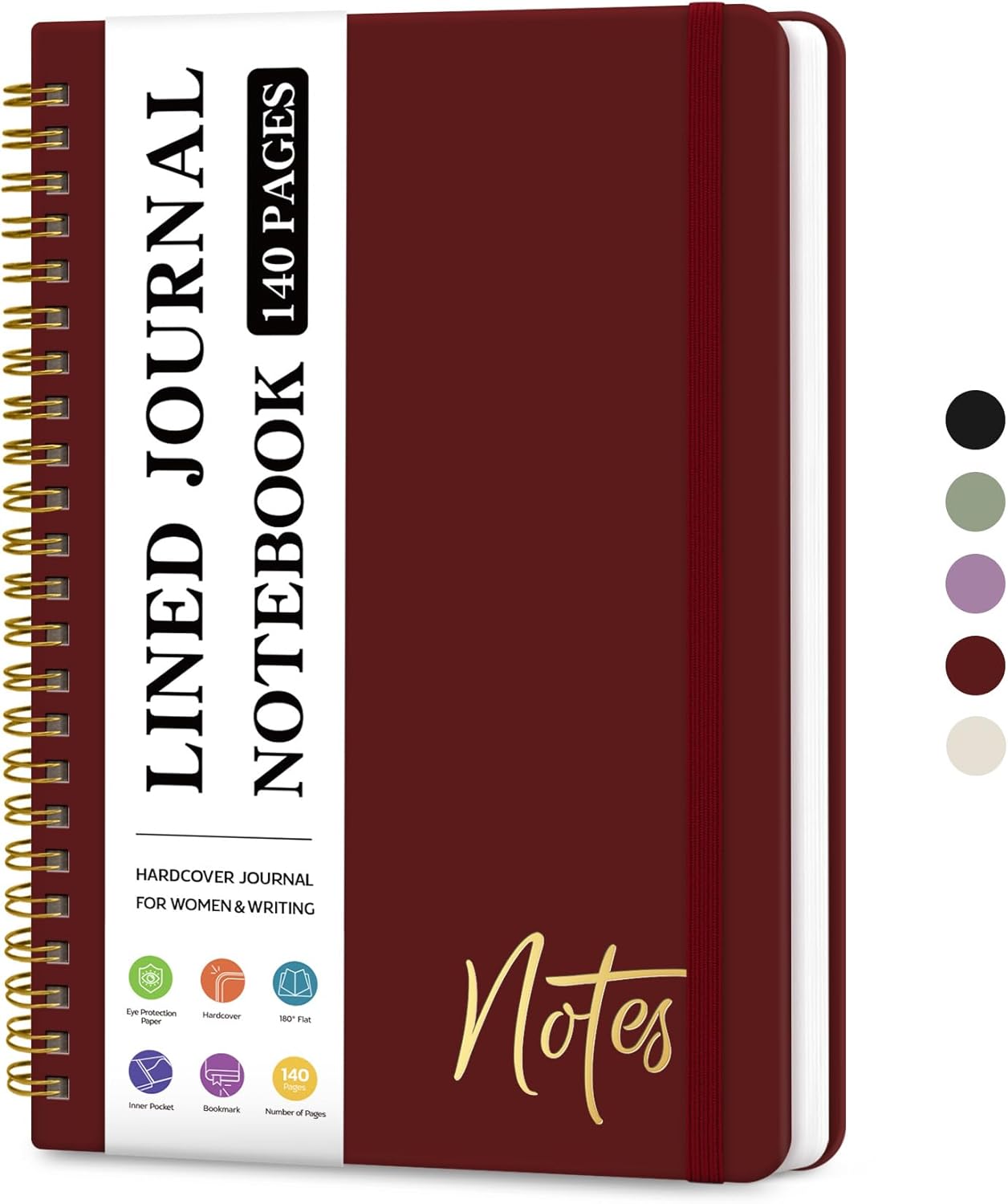 ZOTIA Lined Spiral Journal Notebook for Women, A5 College Ruled Journals for Writing, Hardcover Notebooks for Work, Note taking and Office School Supplies,140 Pages - Yellow