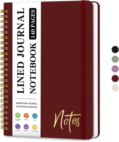 ZOTIA Lined Spiral Journal Notebook for Women, A5 College Ruled Journals for Writing, Hardcover Notebooks for Work, Note taking and Office School Supplies,140 Pages - Yellow