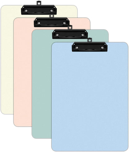 Clipboards 4 Pack Plastic Clipboards Letter Size, Durable Clipboard with Low Profile Metal Clip for Classroom Office Teachers Students Nurses