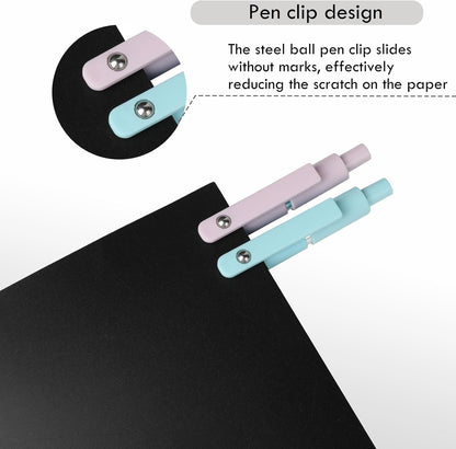 Ddaowanx Gel Pens, 6 Pcs 0.5mm Quick Dry Black Ink Pens Fine Point Smooth Writing Pens, Cute Office School Supplies Gifts for Women