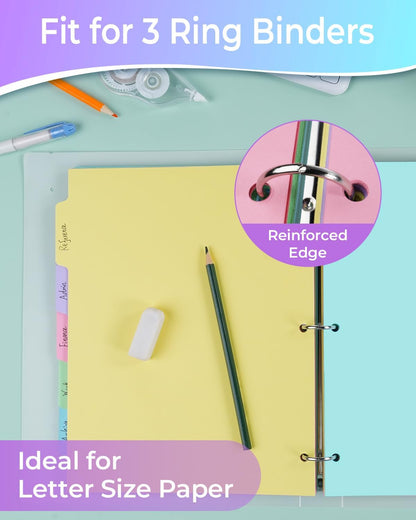 Dynta Binder Dividers for 3 Ring Binder 30 Sets, 1/5 Cut Tabs, Letter Size, White Binder Dividers Blank for School, Office and Home