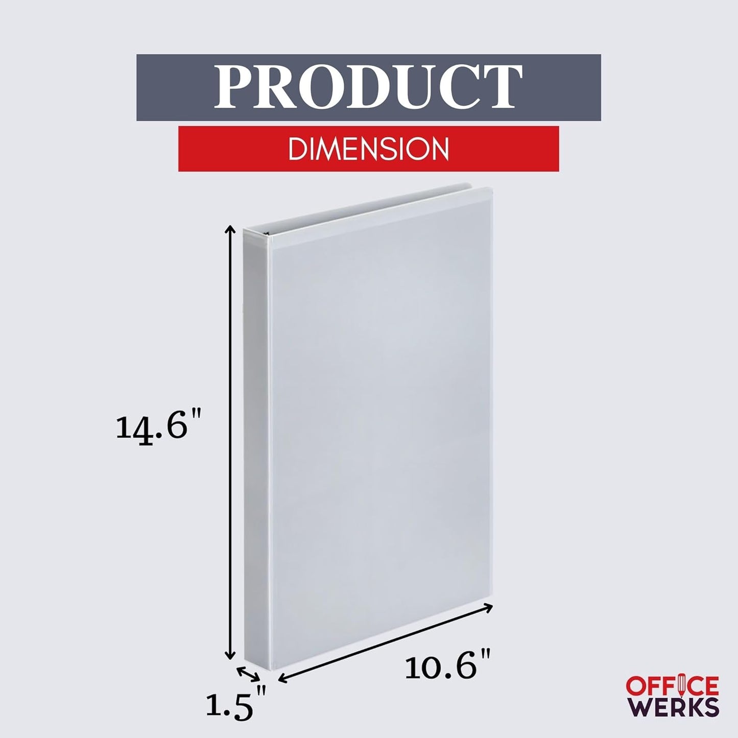 Performore - Office Werks Heavy Duty Legal Size View Binder - 14" x 8.5", White, 1.5 Inch D-Ring, Back Mount Binder