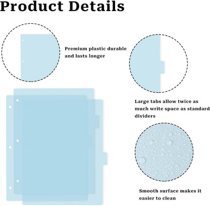 Black Binder Dividers, 8-Tab Sturdy Plastic Dividers, Binder Dividers with Tabs, Black 3-Ring Binder Plastic Divider Set, Aesthetic Dividers for Binder, Suitable for Notebooks and Binders(Black)