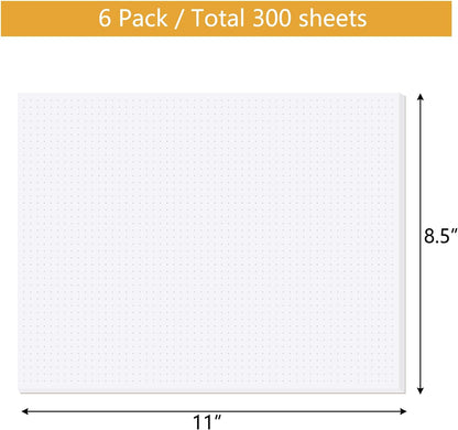 zmybcpack 6 Pack Blank White Memo Pads 8.5X11 Inch Unlined Note Pad Scratch Pads for Office, School, and Home Use (Each Pad 50 Sheets)