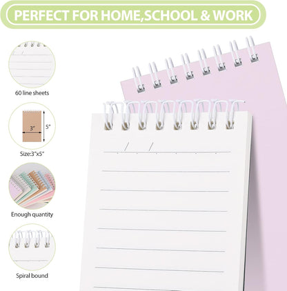 Ddaowanx Small Notebooks,3x5 Pocket Spiral Notepads With Lined Pages - The Perfect Little Mini Notebook to Stay Organized and Boost Productivity at Work or School (8, Cute Colors)