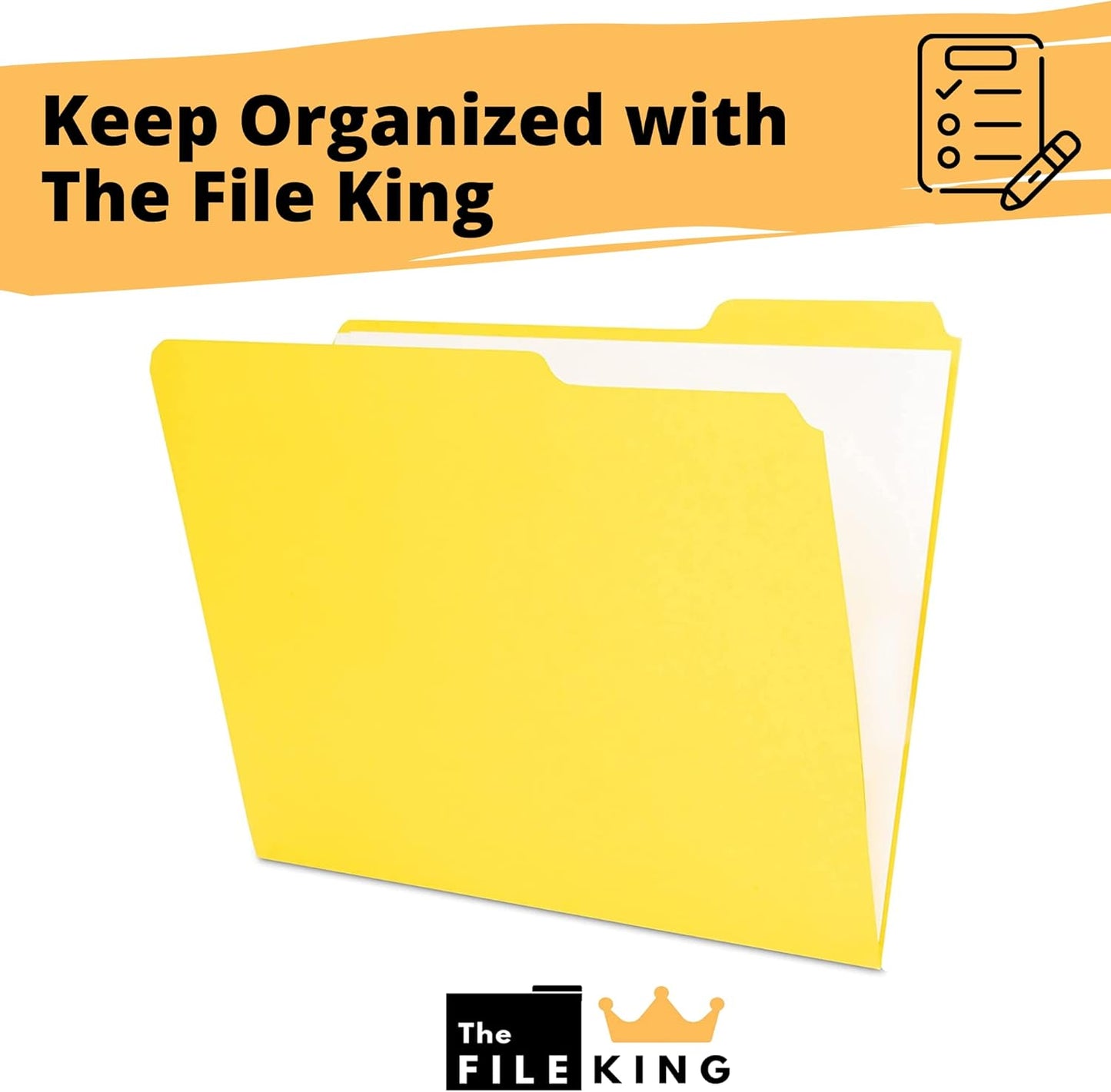The File King 1/3 Cut File Folders Letter Size - 100 Pack | Manilla Folders 8.5 x 11 | Assorted 3 Tabs | Heavy Duty 11-Point Fiber | Made in USA | Undercut Front Style | Easy Labeling & Organization