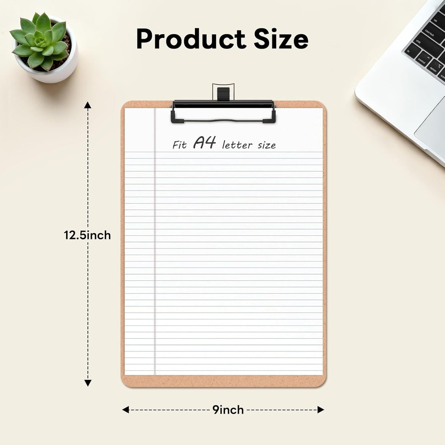 2 Pack Wood Retro Clipboards, 9 x 12.5'' Letter Size for Classroom, Students, Kid, 8.5 x 11'' Decoration Clip Board with Low Profile Copper Clip, Office & School Supplies