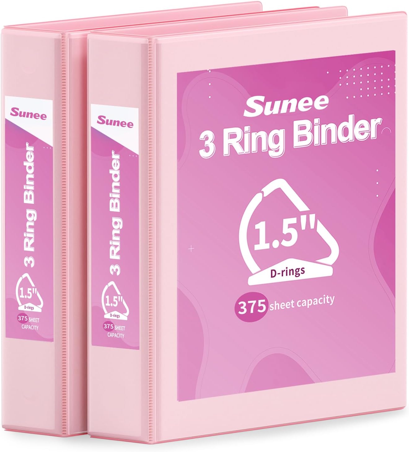 SUNEE 3 Ring Binder 2 Inch, Clear View Binder Three Ring PVC-Free (Fit 8.5x11 Inches) for School or Office Supplies, Light Purple, 1 Pack