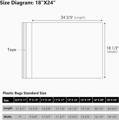 50 Pack Acid-Free Crystal Clear Sleeves Storage Bags for 8.5x11 Art Prints/Pictures/Photos/Framing Mat Mattes (Bag Size: 9"x11 3/7")