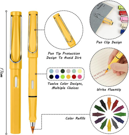 Ainiv Inkless Pencil with Eraser - 5 Sets Infinity Pencil, Reusable with Extra 5 Eraser & 5 Replaceable Nibs for Home, Office & School Writing, Drawing