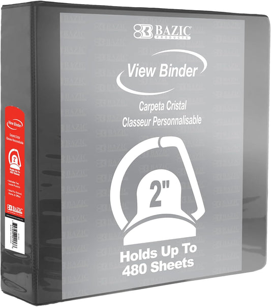 BAZIC Products 3 Ring Binder 2" View Binders Slant D Ring Organizer - Burgundy, Hold 480 Sheets Paper, for School Office Home, 1-Count