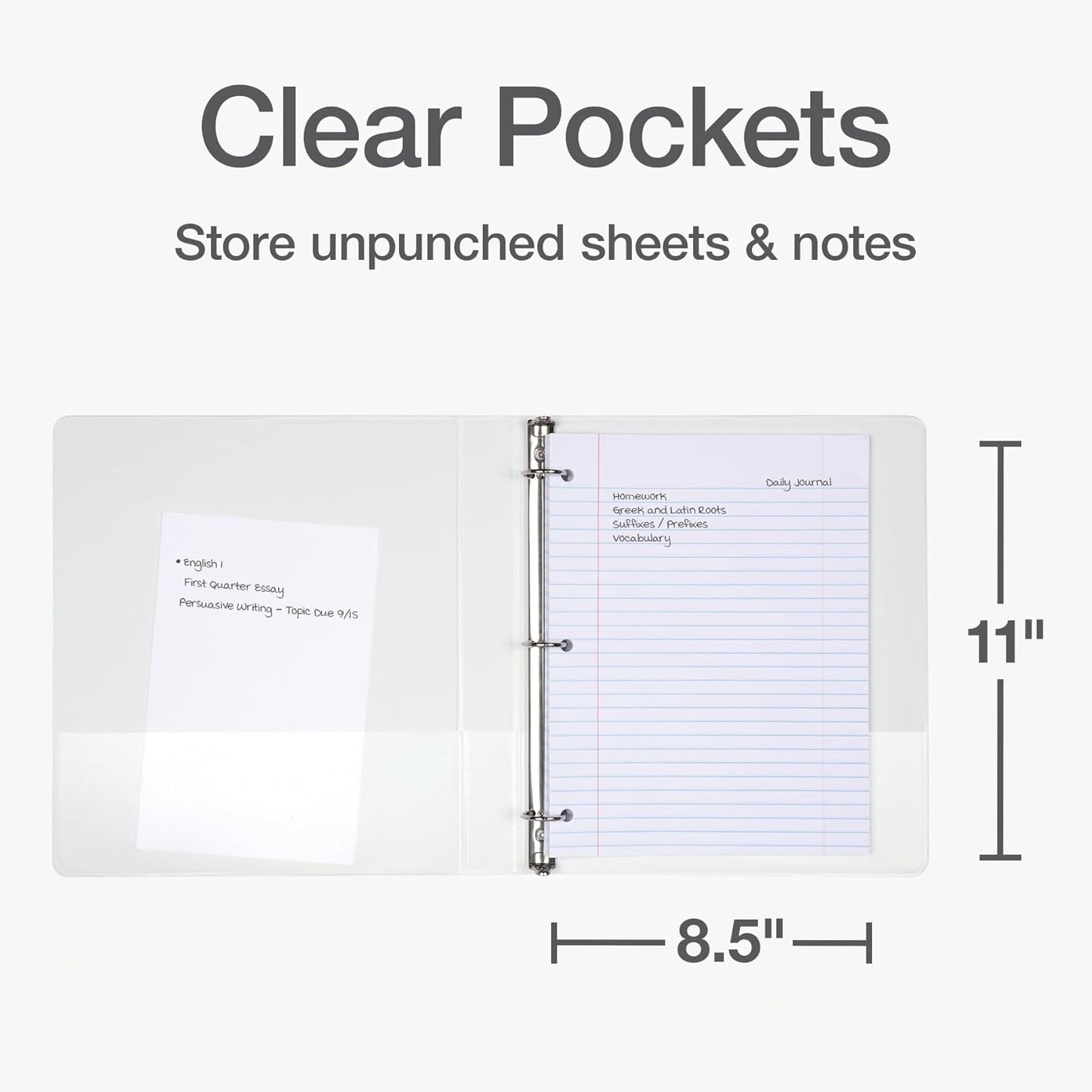 Oxford Ring Binders, 1.5" Round Ring Binders, View Binder, Covers on 3 Sides, XtraLife Hinge, Non-Stick, PVC-Free, White, 350 Sheet Capacity (1002547)