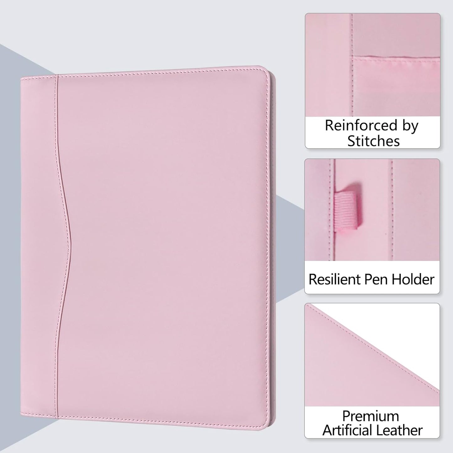Padfolio Portfolio Organizer Legal Pad Holder Padfolio Folder Leather Portfolio Storage Clipboard Notepad with Cover for Letter Size A4 Writing Pad for Business and School Office
