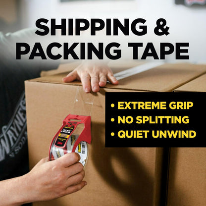 Scotch Box Lock Packing Tape, Clear, Extreme Grip Box Packaging Tape for Shipping and Mailing, 1.88 in x 54.6 yd, 6 Rolls