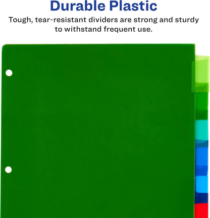 Avery Dividers for 3 Ring Binders, 8-Tab Plastic Binder Dividers, Insertable Big Tabs, Multicolor (3 Sets of 11901)