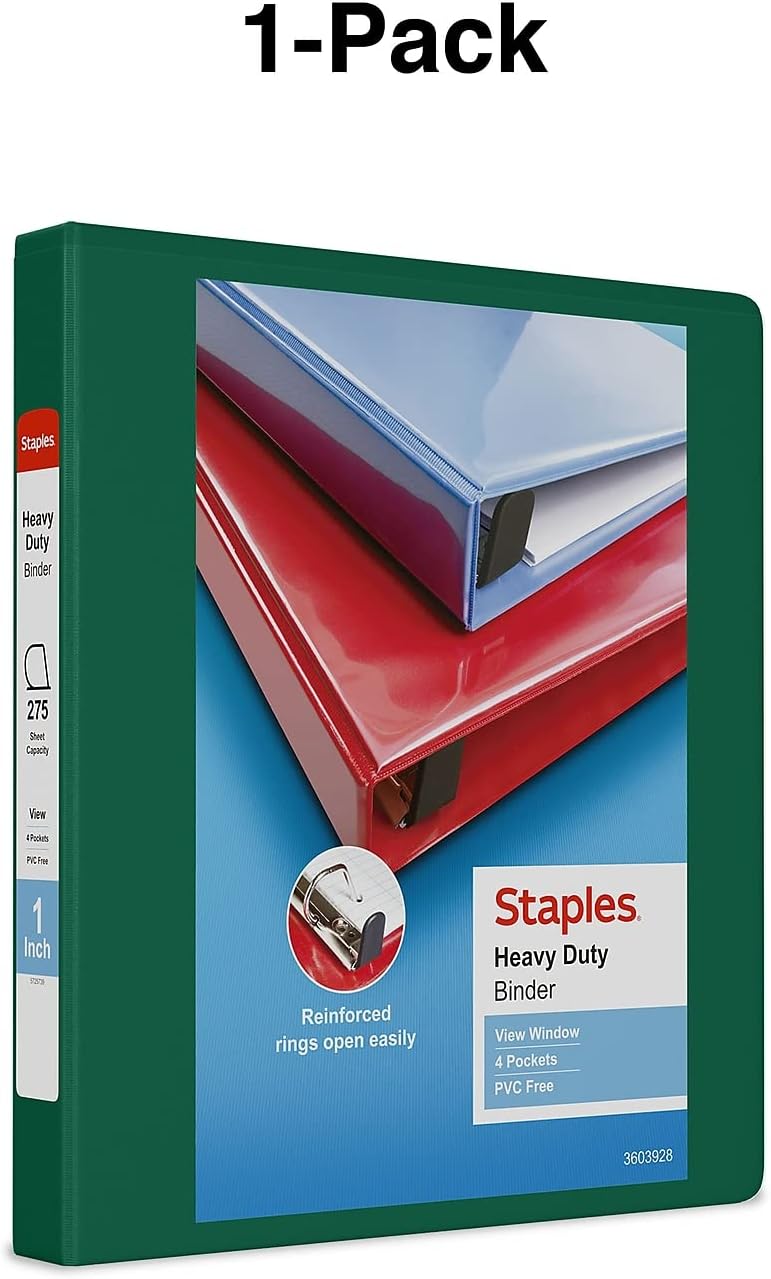 Staples Heavy-Duty 2-Inch D-Ring View Binder, Reinforced Spine, Holds Up to 450 Sheets, Gray, for Office & School