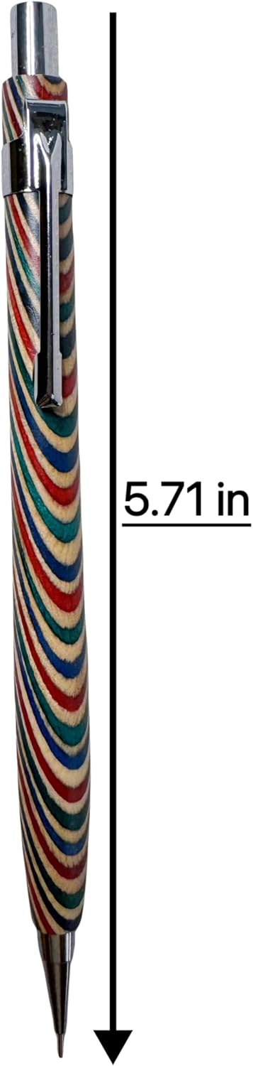 Spiral Grain Wooden Mechanical Pencils -Unique Colors Airplane Aluminum Core Artist's Drawing Pencil Comes with Gift Box (Walnut)