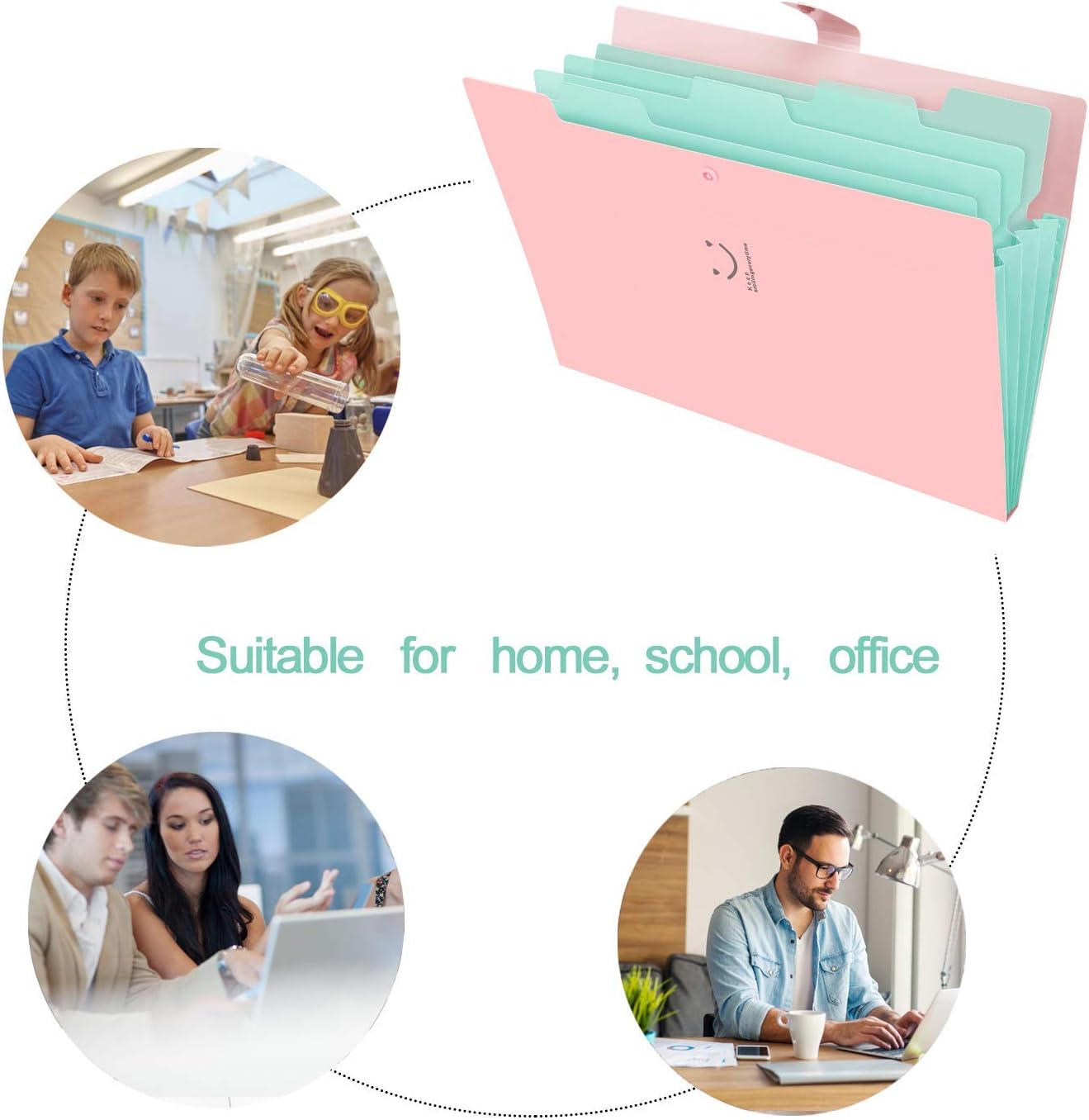 SKYDUE Letter A4 Paper Expanding File Folder Pockets Accordion Document Organizer (Purple)