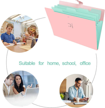 SKYDUE Letter A4 Paper Expanding File Folder Pockets Accordion Document Organizer (Purple)