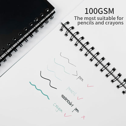 Lined Spiral Notebook A4 Large Black Journal 8.5" x 11"-4 Pack 7mm College Ruled Hardcover Notebooks 160 Pages 100GSM Thick Paper for Note Taking School Office Supplies