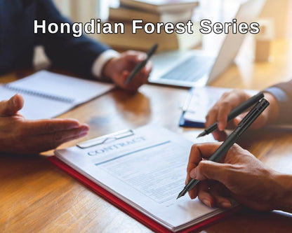 Hongdian Matte Black Forest Rollerball Pen with Schmidt Black Ink Refill, Classic Design with Metal Case for Business Signature
