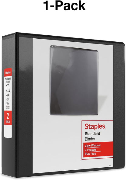 Staples Standard 2-Inch 3-Ring View Binder, Holds Up to 450 Sheets, Orange, Durable Binder for Office & School
