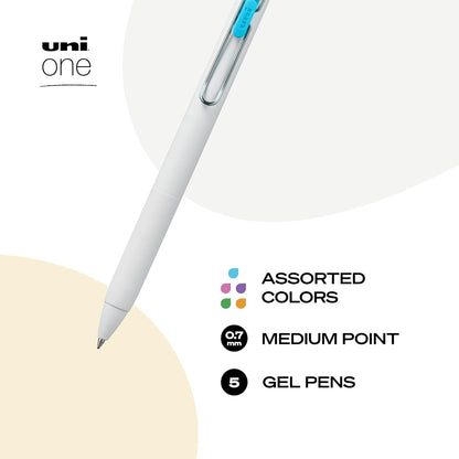 Uni-Ball One Black Retractable Gel Pens 4 Pack with Medium Points, Uni-Ball Click Pens are Fraud Proof and the Best Office, School, and Bible Pens
