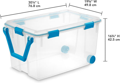 Sterilite 4-Pack Gasket Box, Weather-Resistant Storage Bins with Latching Lids, 32 Quart - Heavy-Duty Organizing Containers for Closet, Bathroom, and Office