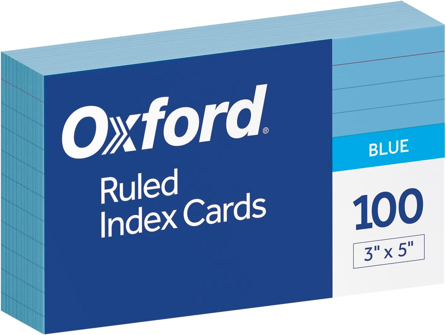 Oxford Ruled Color Index Cards, 3" x 5", Blue, 100 Per Pack (7321 BLU)