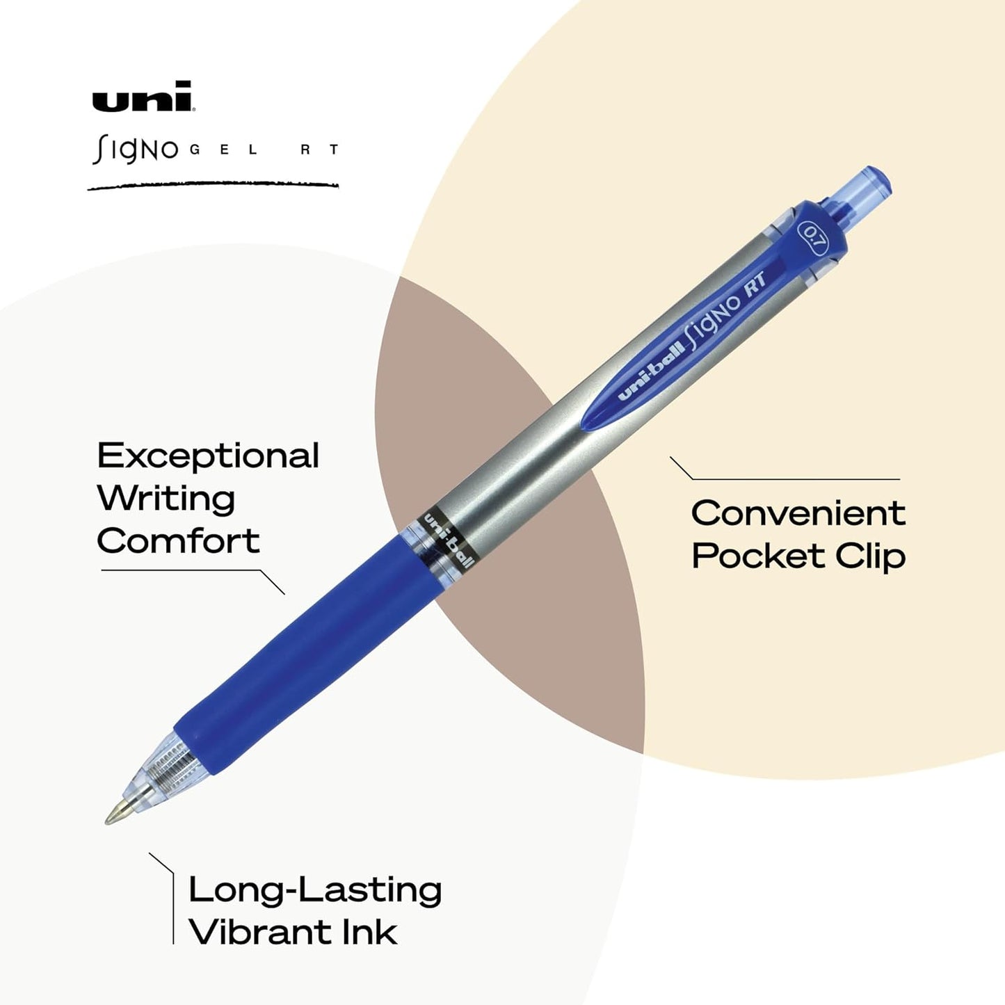 uniball 207 Plus+ Retractable Gel Pens, Medium Point (0.7mm), Black, 4 Pack