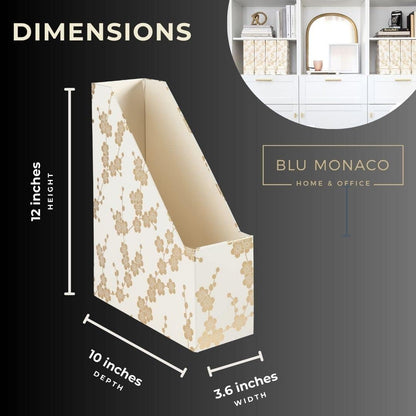 BLU MONACO | Cardboard Magazine File Holder Set of 4 | Vertical Magazine File Holder for Desk and Shelves | Standing File Holder for Classroom School Paper Storage