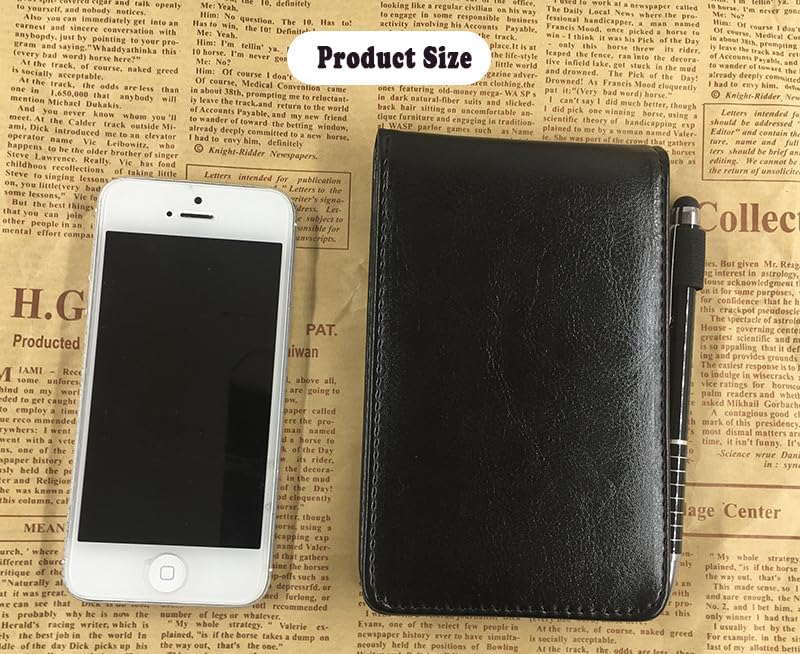 Yeustkony 2 Pack Mini Pocket Notepad Holder Set, A7 PU Leather Business Notebook Cover Jotter, Multifunction Leather Pocket Note Pad Holder for Office Working Study Memo Book Refills (Black + Brown)