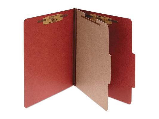 A7016034 ACCO Pressboard Classification Folders, 1 Divider, Legal Size, Earth Red, 10/Box