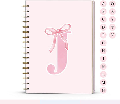 Blue Bow Journal Notebook for Girls,Initial H Journals Personalized Diary Gifts for Teen Girl Kids,Monogrammed Gifts for Women,Trendy Coquette Cute Hardcover Spiral Notebook 5.5 x 8.3 - Colors A