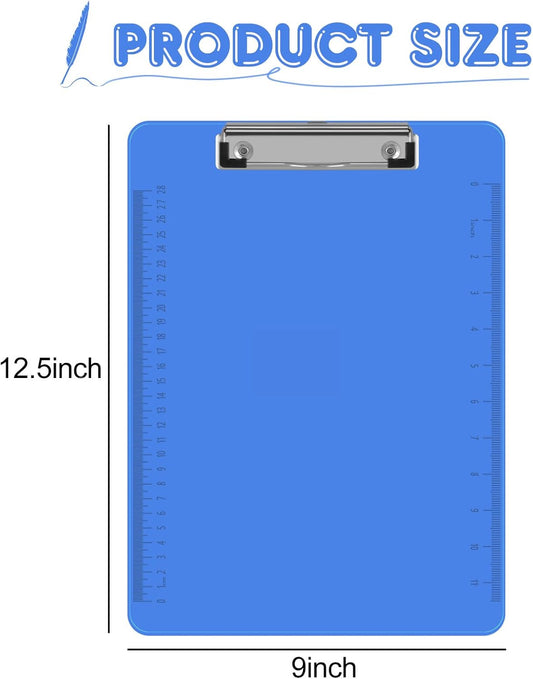 HERKKA 15 Pack Plastic Clipboards, Assorted Color, Low Profile, Standard A4 Letter Size