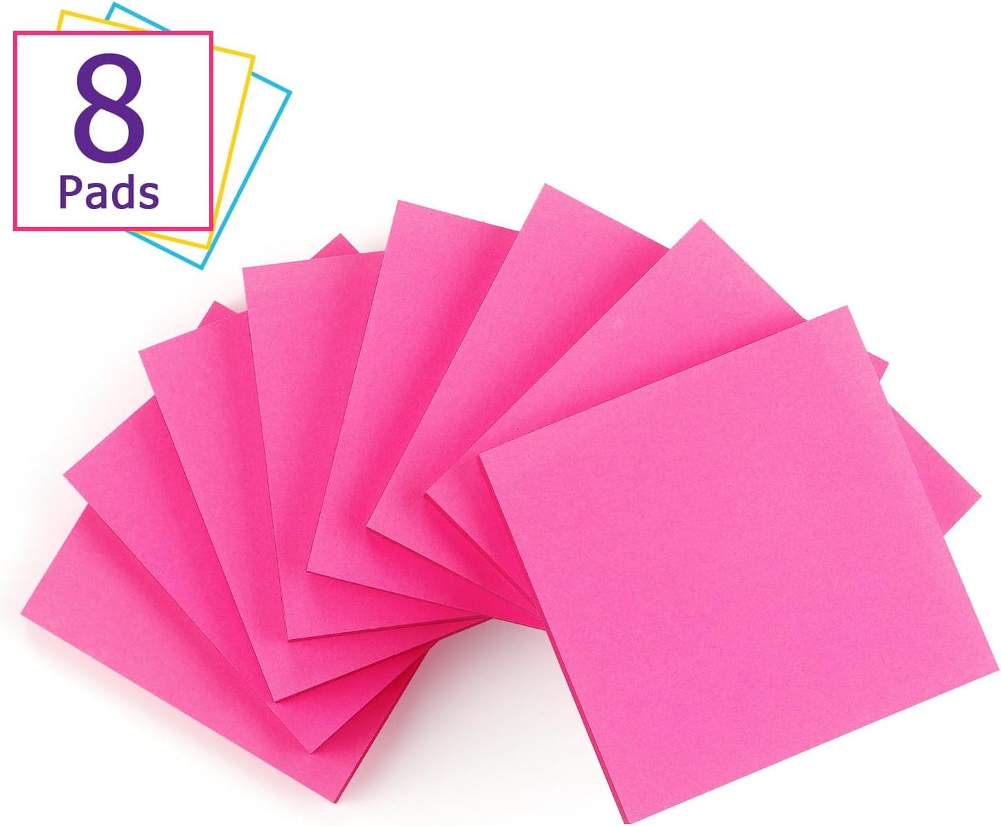 Sticky Notes 3x3 Self-Stick Notes Bright Colors Sticky Notes 8 Pads 80 Sheet/Pad (Blue)
