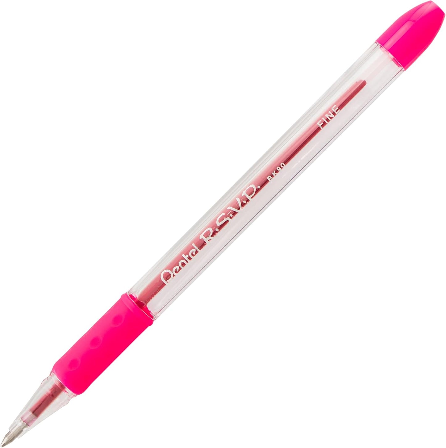 Pentel RSVP Ballpoint Pen, Fine Line, (0.7mm), Black Ink (BK90-A) (Pack of 1, 12 Count Total)
