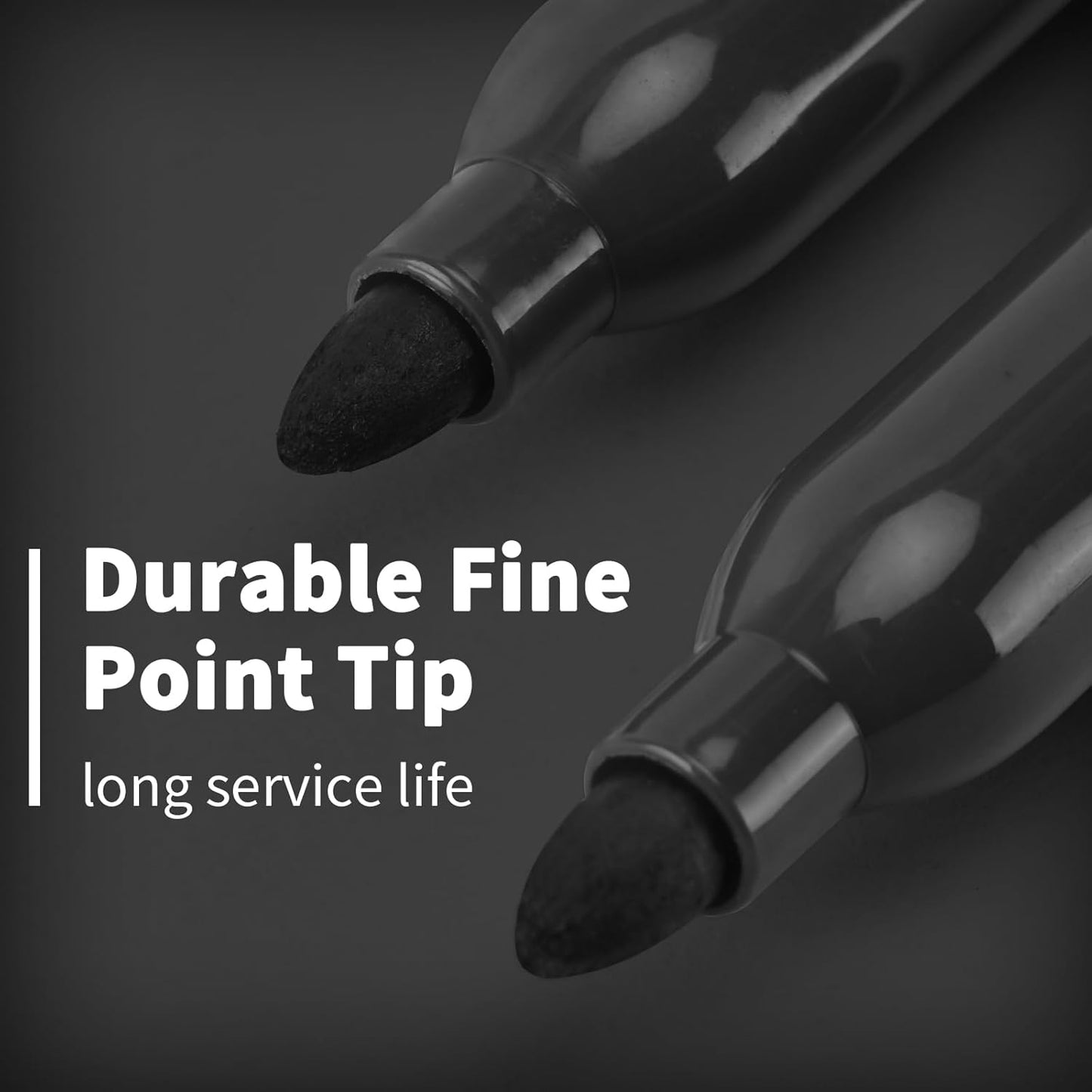 Black Permanent Markers Bulk Fine Point, Fine Tip Markers Set, Quick Drying and Fade Resistant, Works on Wood, Plastic, Paper, Metal for Classroom, Office, Home, 24 Count