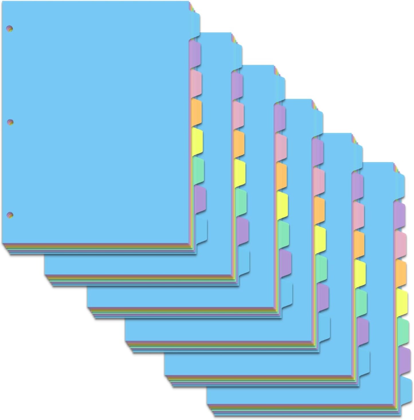 Cute 5 Tab Binder Dividers with Tabs, Write&Erase Plastic Dividers for 3 Ring Binder, Multicolor, Ring Binder Dividers with Tabs for School Office,6 Sets(30pcs)