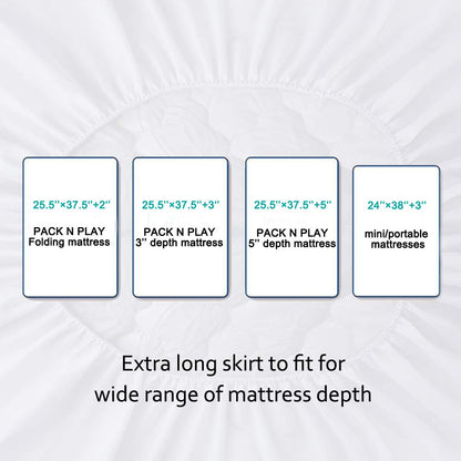 Crib Mattress Protector Sheets Waterproof 2 Pack, Quilted Crib Mattress Pad Cover Fitted Fits for Toddler Bed Mattress, White, 52” x 28”