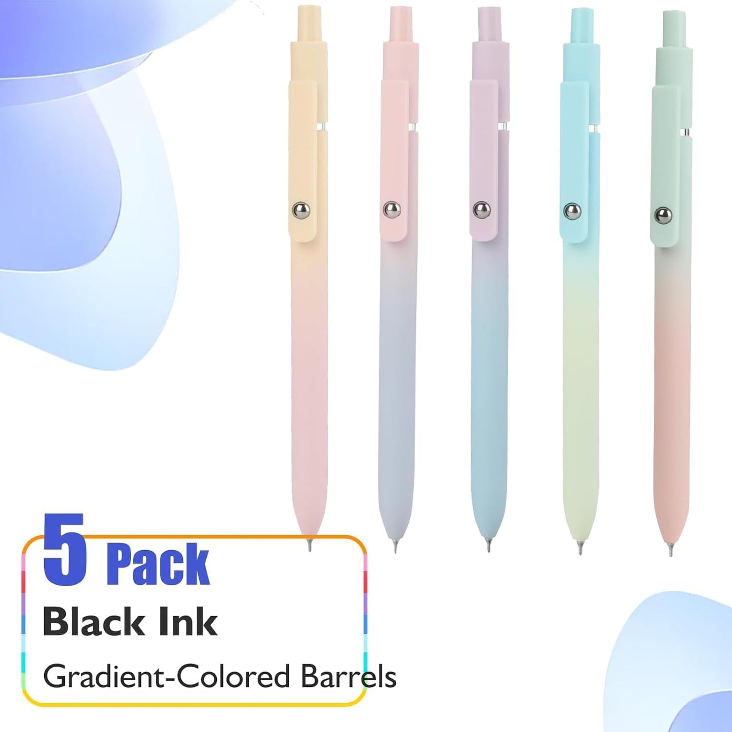 Vanhench 7Pcs 0.5 mm Black Ink Gel Pens Fine Point Smooth Writing Quick Dry Pen for Nurses Teacher Journaling Note Office Desk School Gift, Nice Cute Multifunction Writing Pens with Fidget Stress Ball