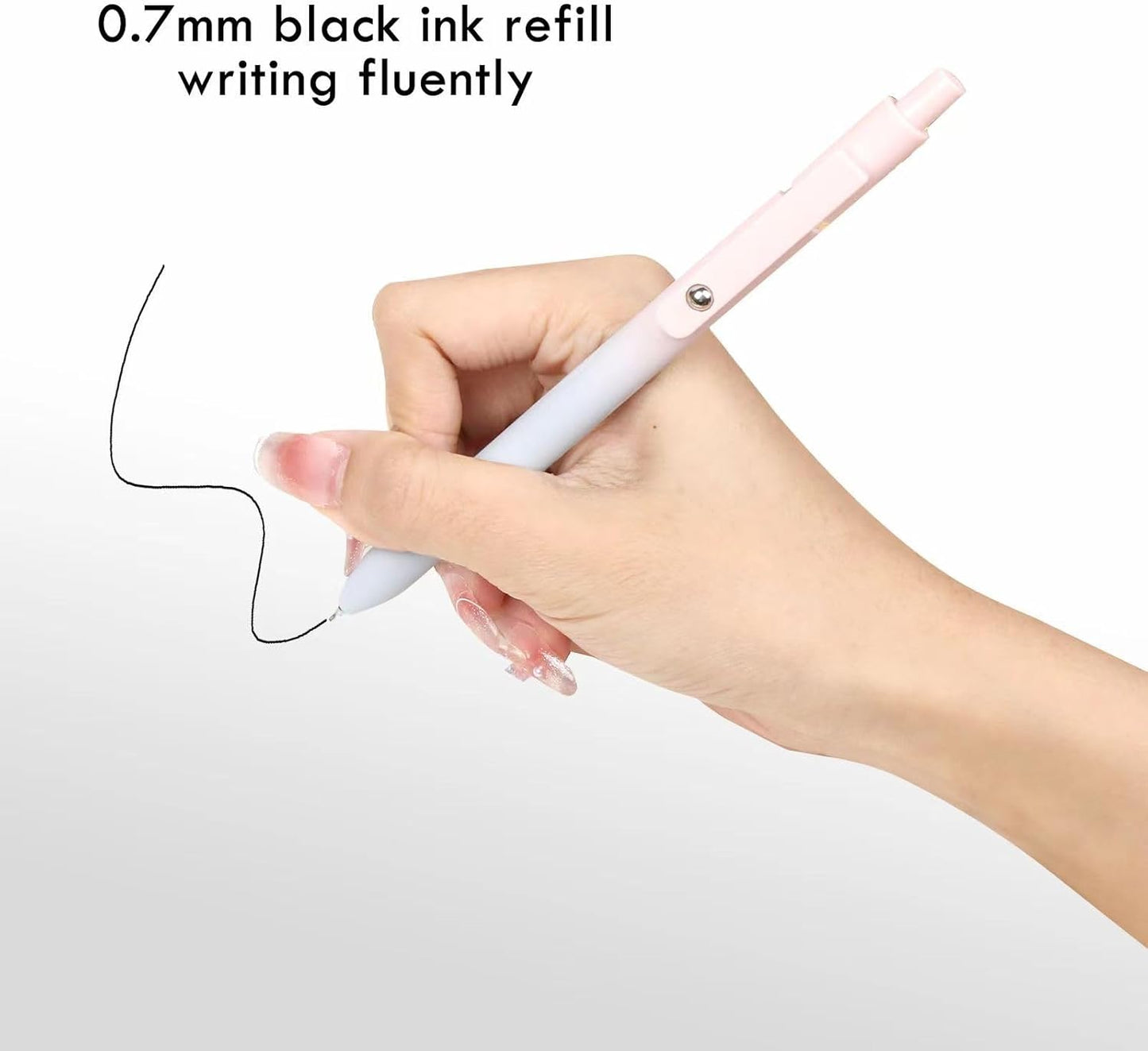 Ddaowanx Gel Pens, 6 Pcs 0.5mm Quick Dry Black Ink Pens Fine Point Smooth Writing Pens, Cute Office School Supplies Gifts for Women