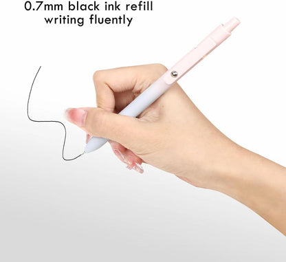 Ddaowanx Gel Pens, 6 Pcs 0.5mm Quick Dry Black Ink Pens Fine Point Smooth Writing Pens, Cute Office School Supplies Gifts for Women